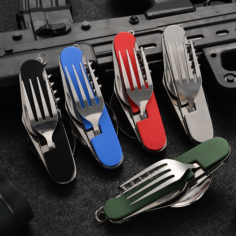 Camping Cooking Knives - Vaisselle pliante 4 en 1, ustensiles