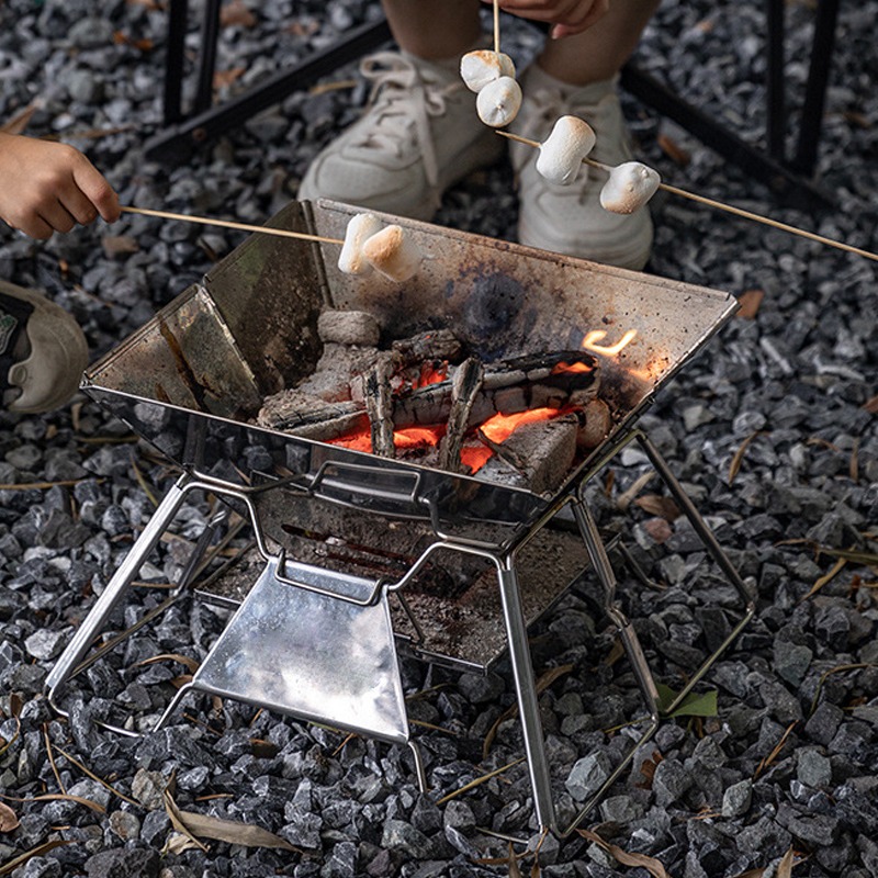 Camping Cooking Fire Pit - Barbecue portable pliable en acier inoxydable