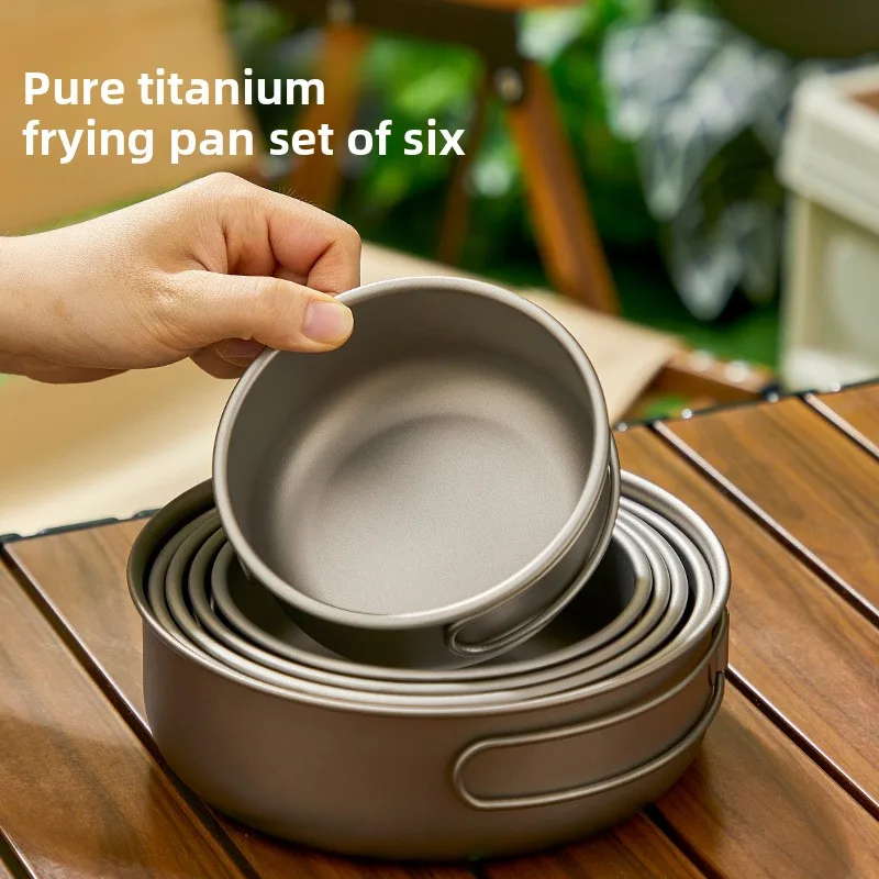 Camping Cooking Set Lightweight - Ensemble de casseroles d'extérieur en titane,
