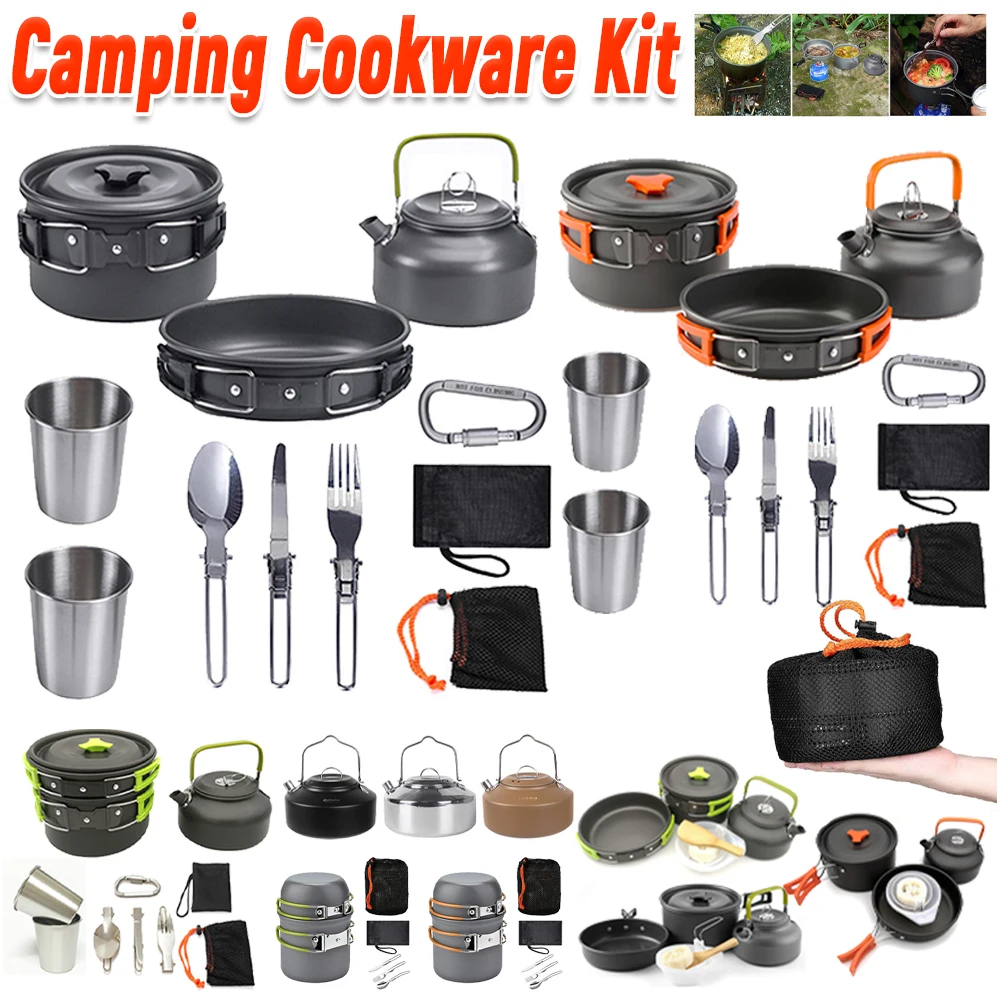 Camping Cooking Set Lightweight - Kit de cuisine de camping, bouilloire,