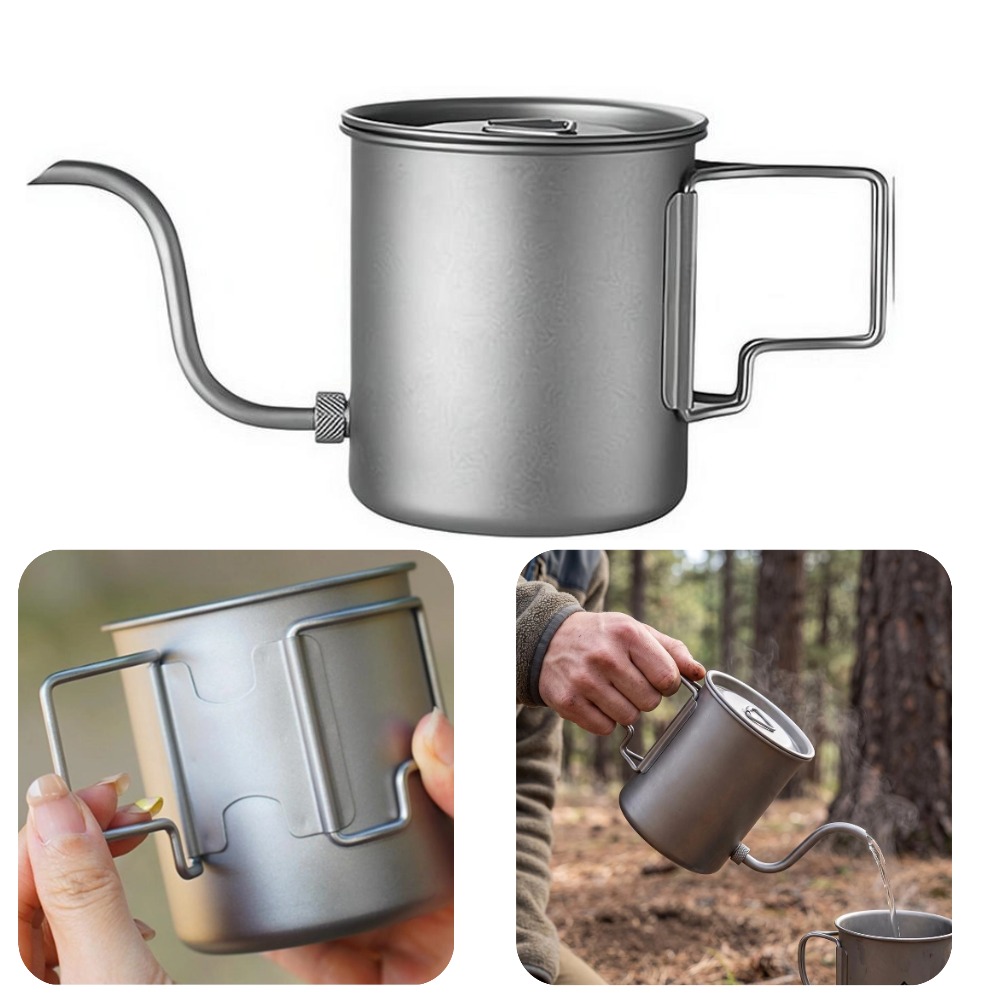 Camping Cooking Set Lightweight - Bouilloire à café en titane pur