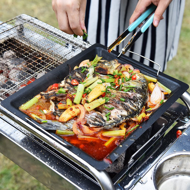 Poêle à griller carrée épaisse - Camping Cooking Handle avis et prix