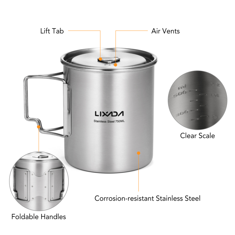 VEXADA-Tasse à eau en acier in - Camping Cooking Handle avis et prix